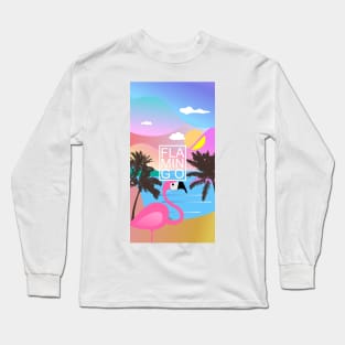 Flamingo Summer night Long Sleeve T-Shirt